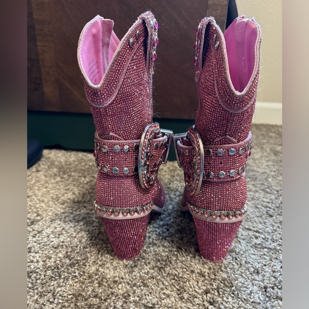 Dolls kill Rhinestones Sheriff Shine Boots Pink Size 6 - Picture 4 of 6